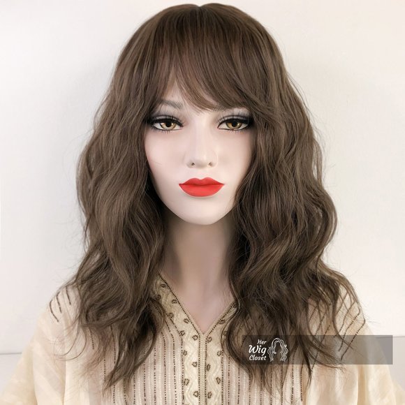 Her Wig Closet Other - Dark Brown Brunette Wavy Wig with Bangs | Natalie